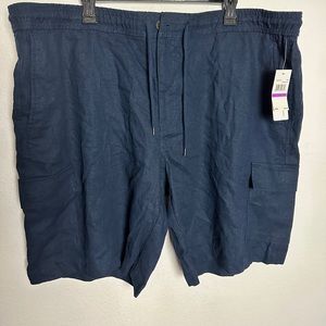 Cubavera Men's Navy Drawstring Linen Cargo Short Size XXL New With Tags